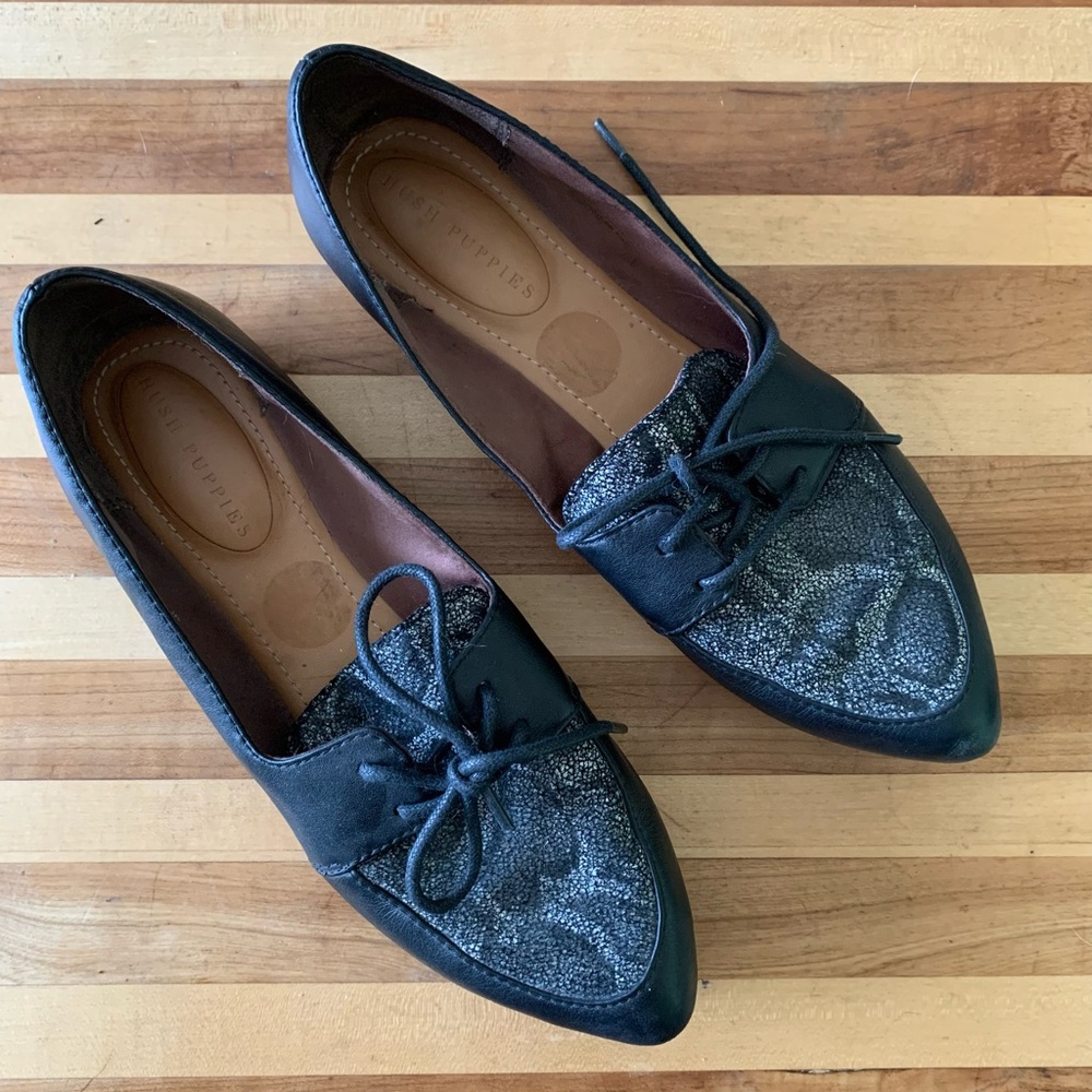 Hush Puppies Black and Gray Tassel Loafers